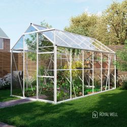 Royal Well Kate 4 tuinkas met veiligheidsglas en fundering - wit