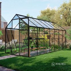 Royal Well Kate 5 tuinkas met veiligheidsglas en fundering - zwart