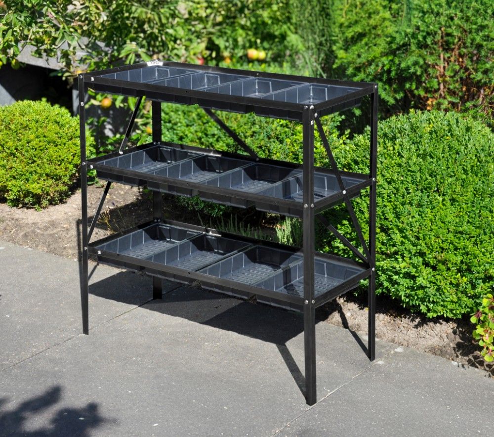 Royal Well Grow Rack 12 kweekrek/tafel - zwart - aluminium frame