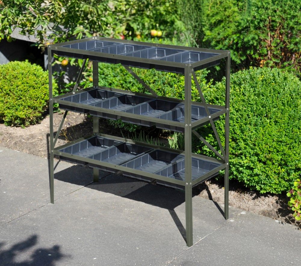 Royal Well Grow Rack 12 kweekrek/tafel - groengrijs - aluminium frame