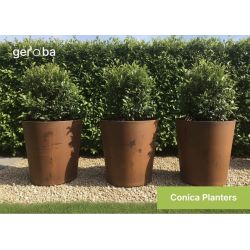 Geroba Conica B2 conische plantenbak 800x800mm - Cortenstaal