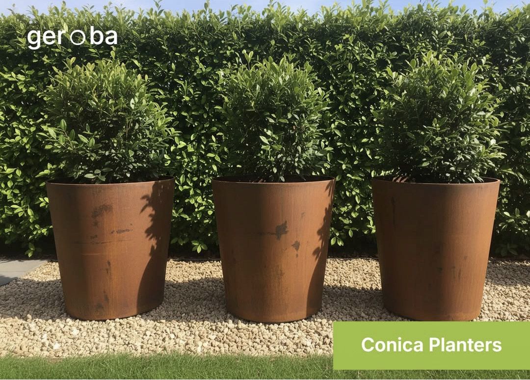 Geroba Geroba Conica B3 conische plantenbak 600x600mm - Cortenstaal
